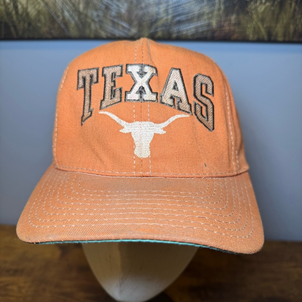Vintage Texas Longhorns‎ Snapback Hat Made In USA Orange Cap Green Undervisor